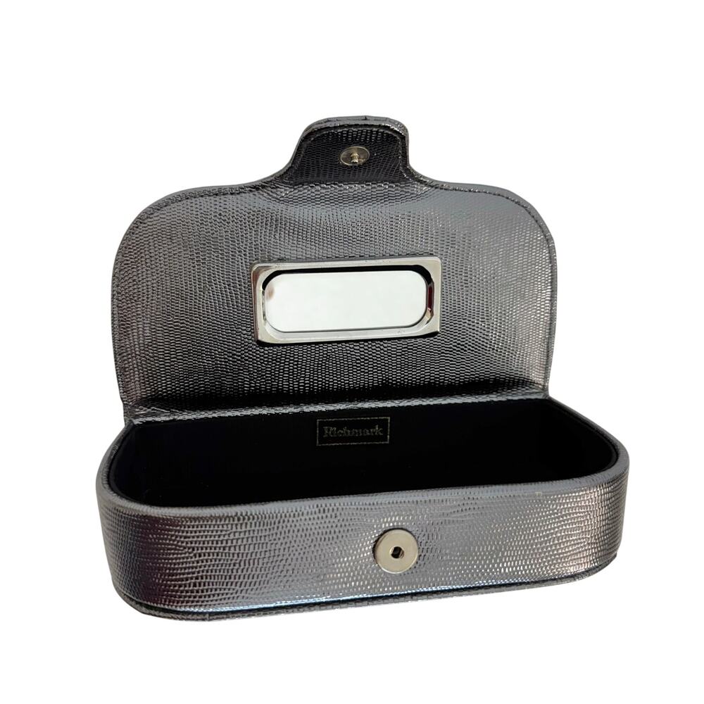 Richmark Vintage Silver Clutch Evening Handbag Purse Minaudiere with Mirror